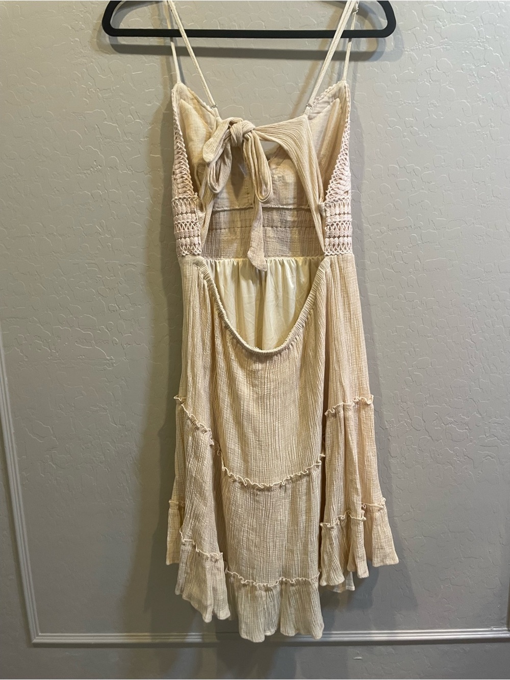 Love Tree Cream One-Shoulder Crochet-Tiered Sundress boho - Picture 6 of 8